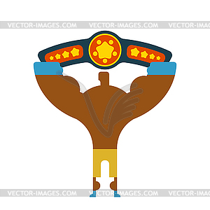 Champion Boxer winner hands up. Winning - vector image