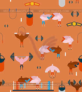 Boxing gym pattern. Hall boxing background and - vector clip art