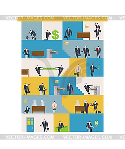 Office life Corporate. Managers in workplace. - vector clip art