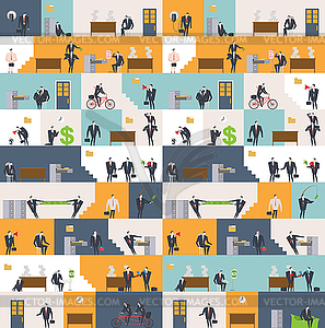 Office life pattern. Corporate background. - vector clipart