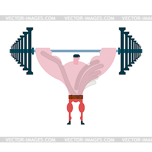 Press up barbell. Athlete and barbell. - vector clipart