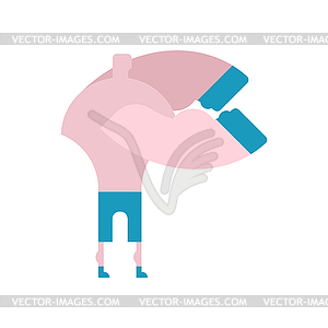 Boxer . Training fight with shadow. athlete is - vector image