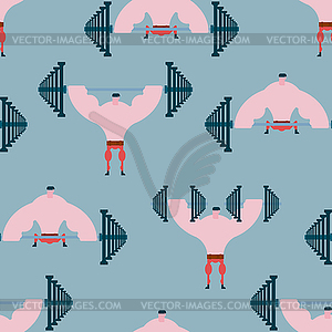 Gym seamless pattern. athletic hall ornament. - vector image