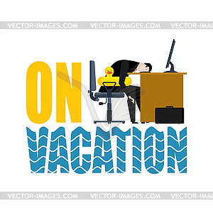 On vacation. Time to relax. Businessman and swim - vector image