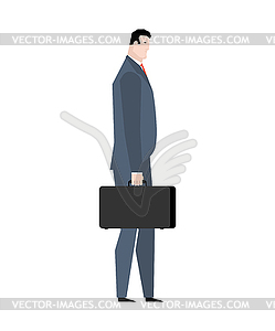 Businessman with case goes . Manager with suitcase - vector image