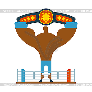 Champion Boxer winner hands up. Winning - stock vector clipart