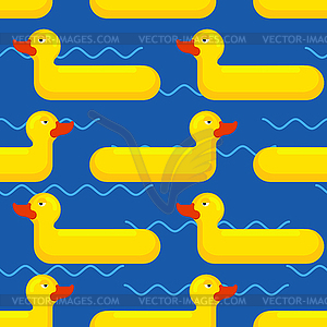 Inflatable duck Seamless pattern. toy for swimming - vector clipart