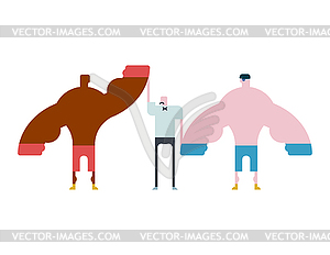 Boxer is winner referee up his hand to champion. - vector clipart