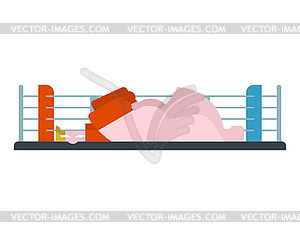 Knockout boxer in ring. loser is athlete. Fighter - vector image