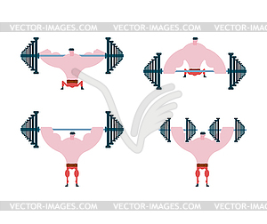 Powerlifting set. Physical exercises. Squat and - vector clip art