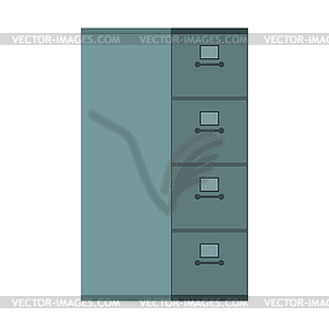 File Cabinet closed. Card index Iron box for - vector image