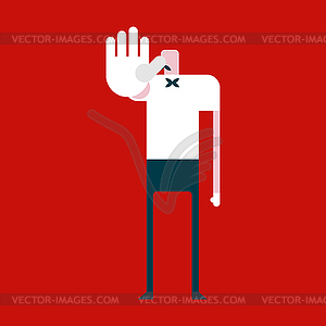 Boxing referee Counting five. Sports arbiter. - vector image