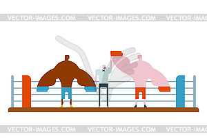Boxer is winner referee held up his hand to champio - stock vector clipart