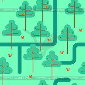 Forest seamless pattern. Park ornament. Trees and - vector clip art