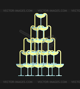Стекло шампанского башни. Алкоголь в стеклянной колокольне. - клипарт в векторе