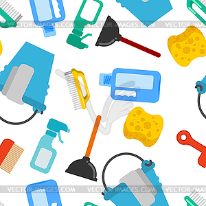 Cleaning seamless pattern. Accessories cleaner - vector clipart