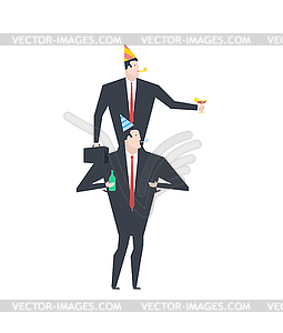 Businessman at party. Celebratory cap and Party - vector image