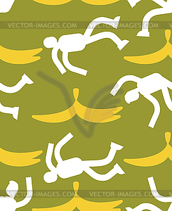 Fall on banana seamless pattern. Slip on banana pee - vector clipart