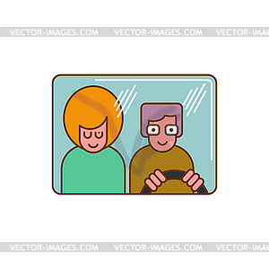 Driver and passenger icon. Windshield. Driving - vector image