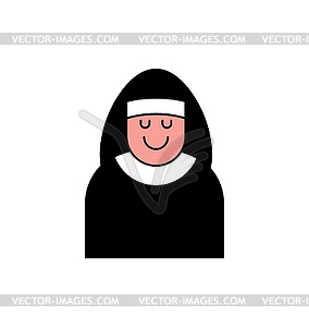 Nun icon contour style. Catholic Religious woman - vector image