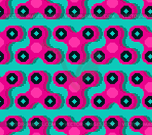 Spinner pixel art pattern. Fidget finger toy - vector image
