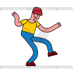 Танцующий парень. Мальчик танцует уличные танцы - цветной векторный клипарт
