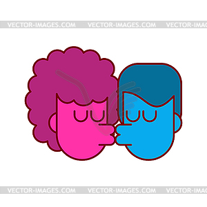 Love Kiss guy and girl . Lovers kissing passion - vector image