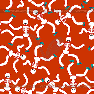 Dancing skeleton seamless pattern. Hell - color vector clipart