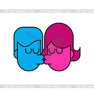 Love Kiss guy and girl . Lovers kissing passion - vector image