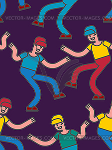 Street dancing seamless pattern. Guy dancing - color vector clipart