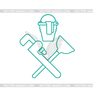 Знак службы водопроводчика. Водопроводчик и чистка логотипов. - иллюстрация в векторном формате