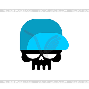 Skull in baseball cap .Head of skeleton in hat - vector clipart
