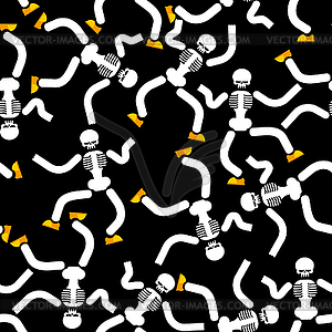 Dancing skeleton seamless pattern. Hell - color vector clipart