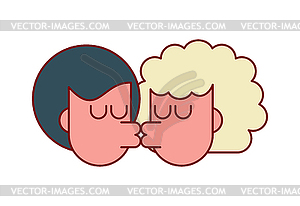 Love Kiss guy and girl . Lovers kissing passion - vector image