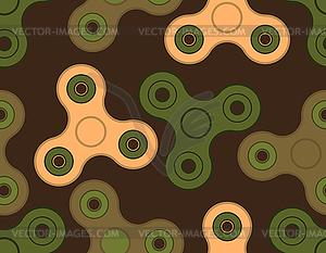 Spinner army pattern. Fidget finger toy military - vector clipart