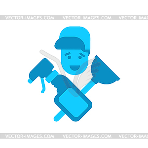 Cleaning service logo. rubber plunger and cleaning - vector image