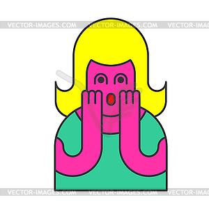 Oh my god woman pop art style. OMG girl in fear. - vector image