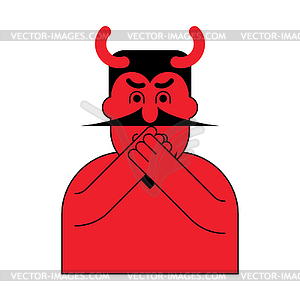 OMG red devil. Oh my god Satan. frightened demon - vector image