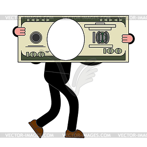 Template Businessman carries big dollar. Huge - royalty-free vector image