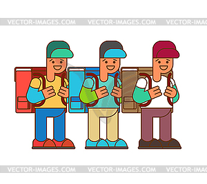 Schoolboy set. Boy and big schoolbag. for Septembe - vector image