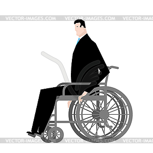 Businessman in wheelchair. Boss is disabled. - vector image