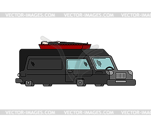 Hearse and coffin cartoon style. Funeral car - vector clipart / vector image