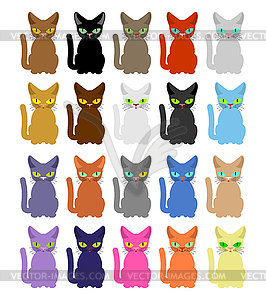 Cat set. Many colored cats - vector clipart