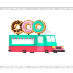 Donut car food truck. Fast food car - vector clip art