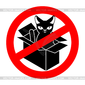 Stop cat in box. Forbidden home pet in box. Ban sign - vector clip art