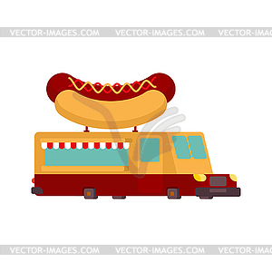 Hot dog car food truck. Fast food car - vector clipart
