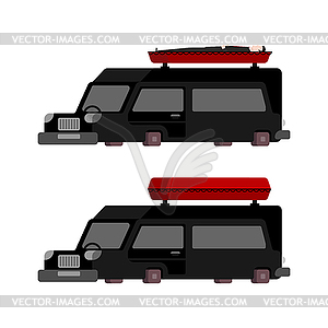 Hearse and coffin cartoon style. Funeral car - vector clipart