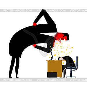 Angry Boss is scolding manager. Office life. - royalty-free vector clipart