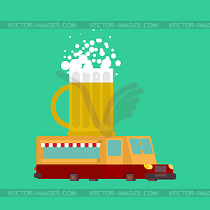 Beer car food truck. alcohol Fast food car - vector clip art