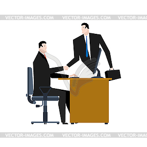 Online business. Web agreement. Handshake of - vector clipart